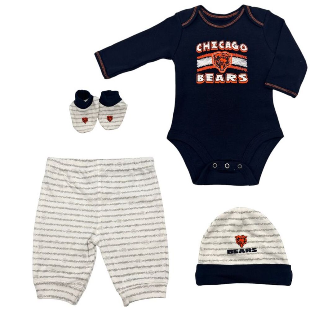 NFL Chicago Bears Baby 4pc Game Day Outfit in Team Colors, Newborn